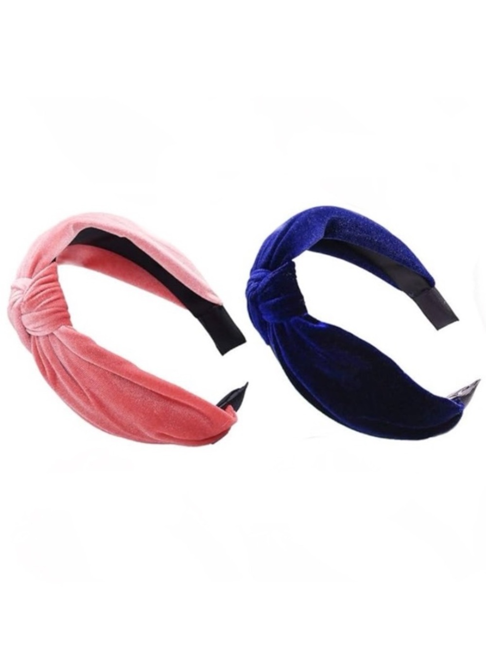 Velvet Velour Twist Knot Headbands Set of 2, Pink/Blue